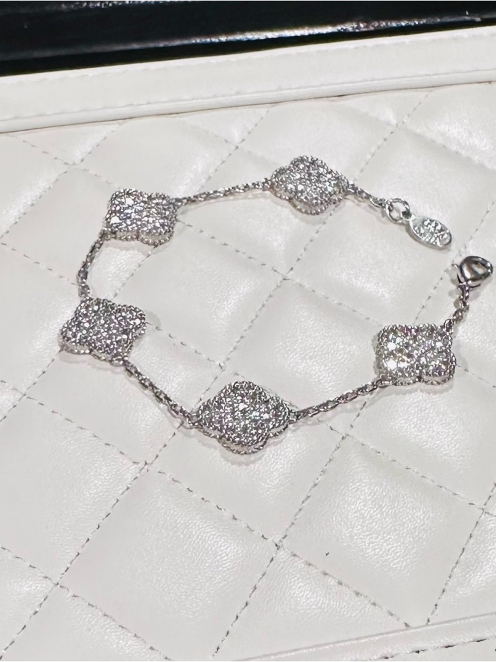 Rivka Friedman ~ Pavé CZ Clover Station Bracelet